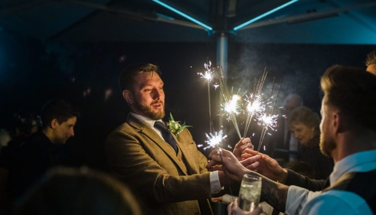 Becky Neil 081218 481 winter wedding TGH sparklersml 1600x914 1 768x439