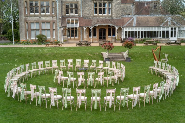 CloseUpofOutdoorSpiralWeddingCeremonyLayoutatSunninghillWeddingsvenueinDorchester 768x512