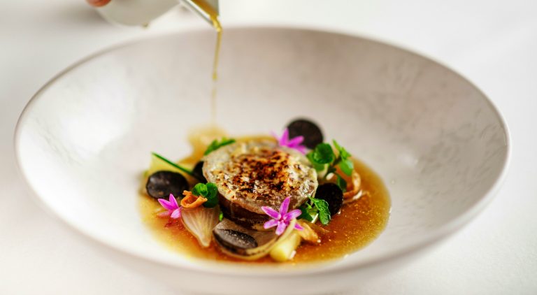 the balmoral number one smoked potato egg yolk onion broth pickled leek aged comte with sauce cropped 1  16102019041400 768x422